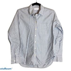 Everlane blue white striped button down top